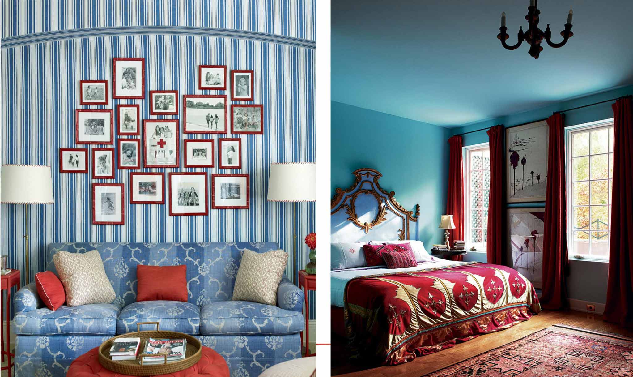 10 Chic Ways to Decorate in Red White Blue stripes 1 تأثیر رنگ قرمز در دکوراسیون داخلی خانه