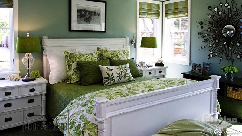 رنگ سبز در اتاق خواب