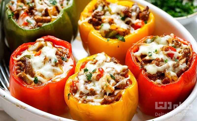 طرز تهیه دلمه فلفل با مرغ