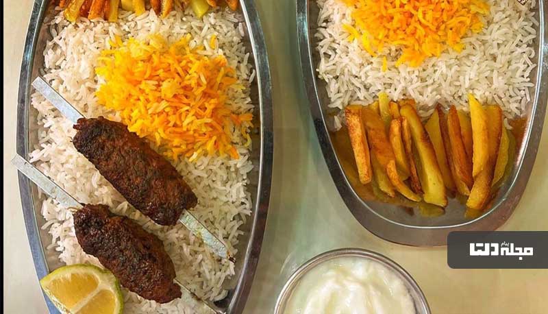 کباب تابه ای با سیخ فلزی