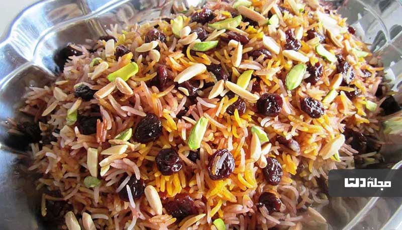 آلبالو پلو بدون گوشت و شکر